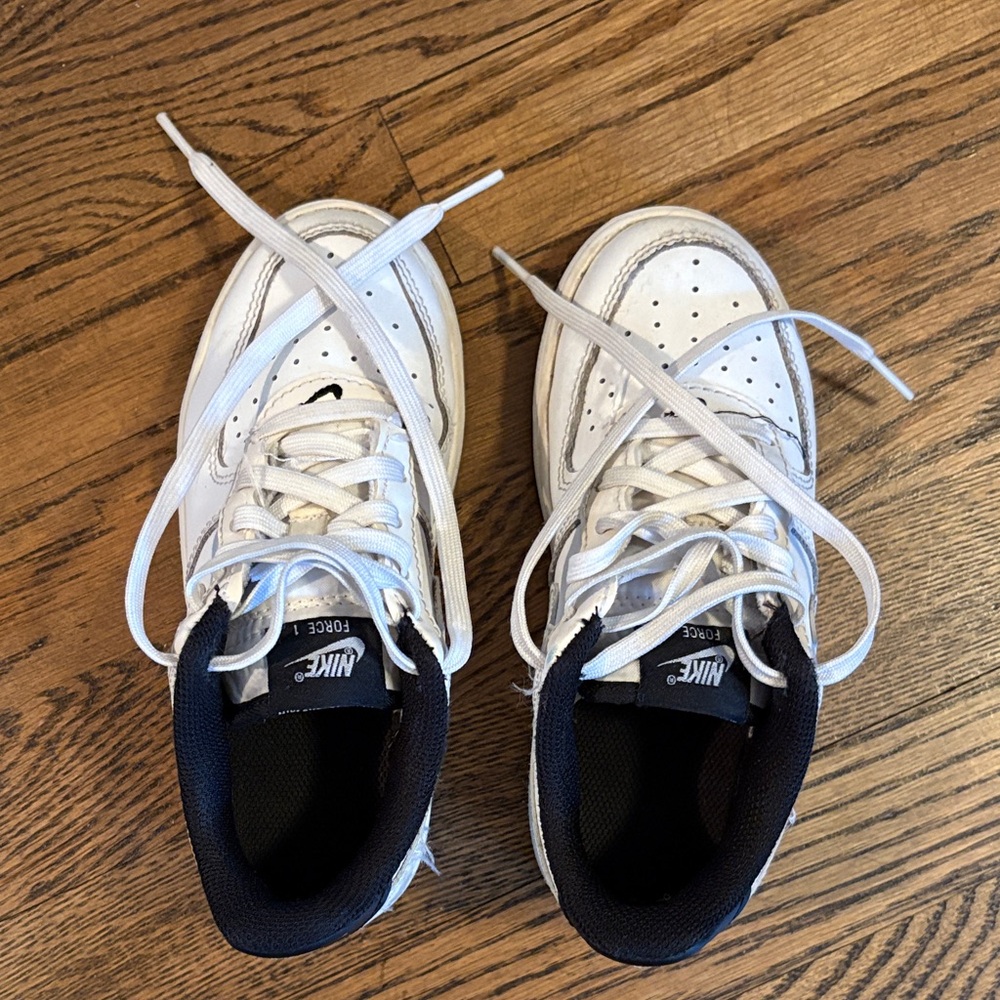Nike Kids Air Force Ones White and Black Sneakers